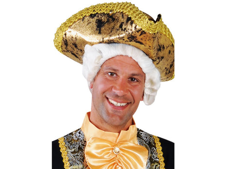 chapeau tricorne or/noir galon or luxe