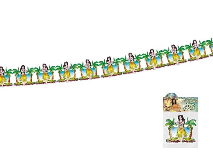 guirlande motifs hawaïenne/tahitienne avec palmiers 3m
