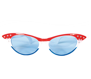 lunettes xxl secrétaire avec strass bleu blanc rouge