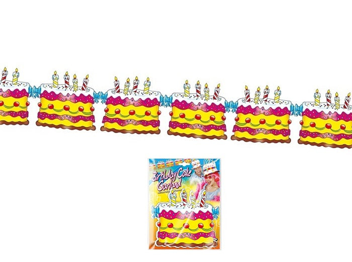 guirlande motifs gateaux d''anniversaire multicolores 3m