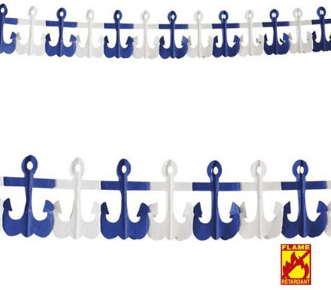 guirlande motif ancres bleu/blanc 3m
