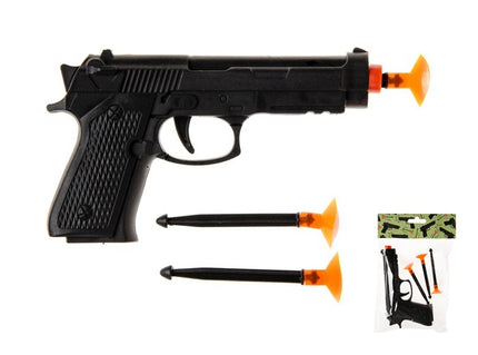 pistolet noir avec 3 fléchette 14cm