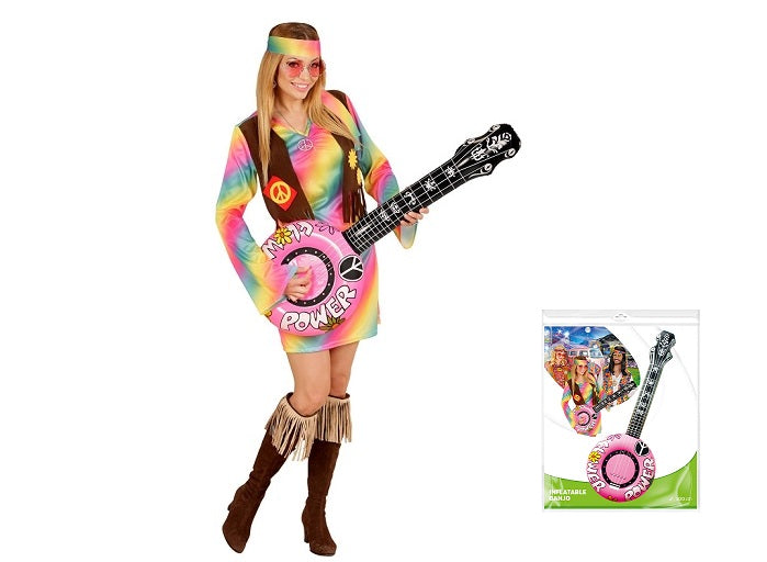 banjo gonflable rose motifs flower power 100cm