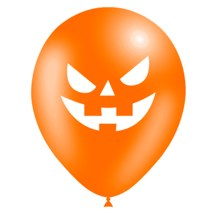 8 ballons HG112 orange imprimé citrouille