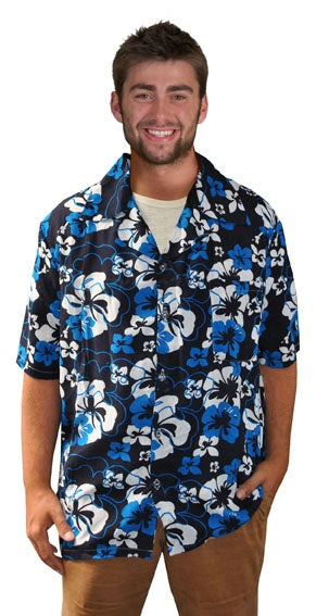 chemise tahiti hawaï bleu & blanc taille l-xl