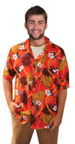 chemise tahiti hawaï rouge & fleurs taille xxl