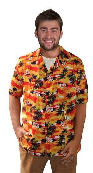 chemise tahiti hawaï rouge & jaune taille l-xl