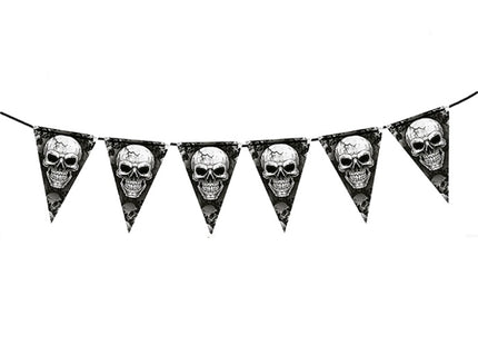 guirlande 10 fanions 30x20cm motif tête de mort 3m