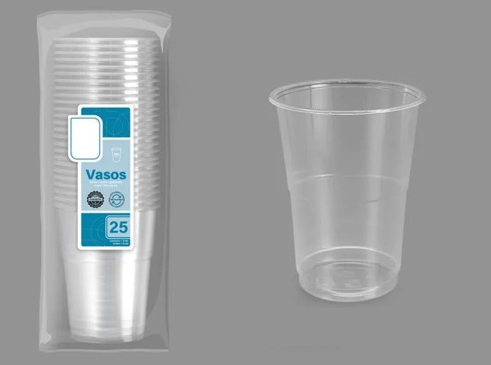 lot de 25 gobelets réutilisables transparents 50cl