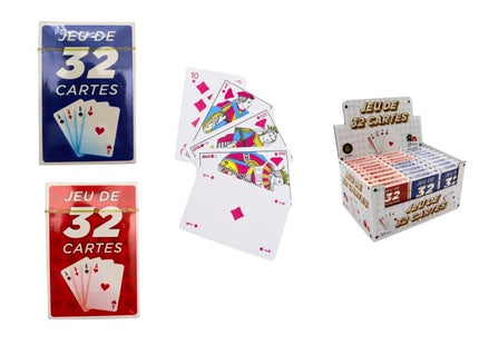 jeu de 32 cartes bleu/rouge 9x5.6cm