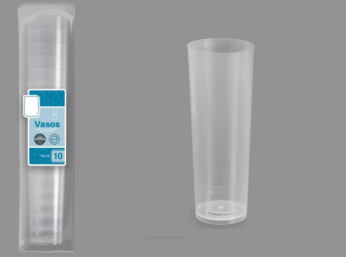 lot de 10 gobelets tube incassables transparents 22cl