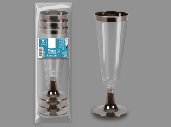 lot de 3 verres coupes flûtes à champagne réutilisables 15cl