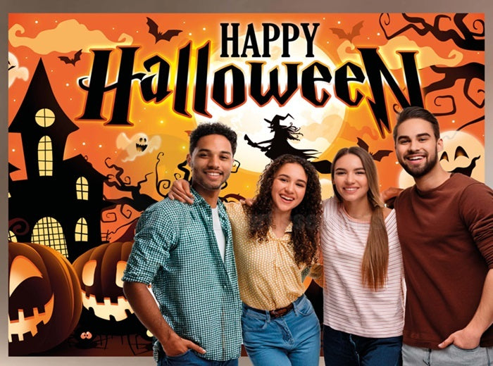 mur d''image photocall tissu happy halloween 2.2x1.5m