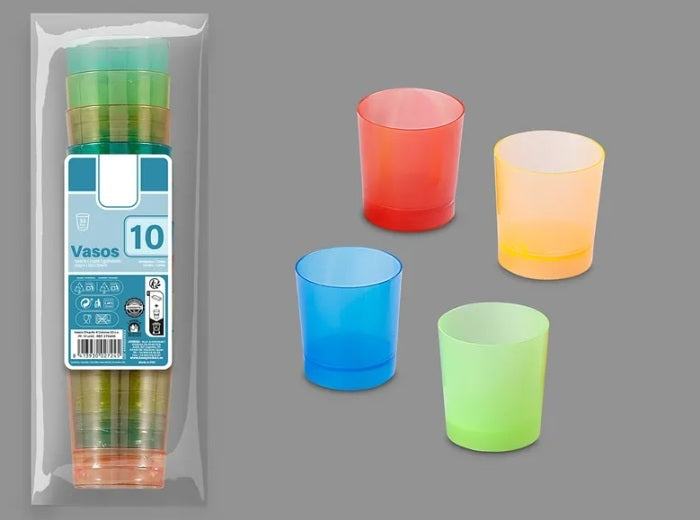 lot de 10 gobelets shooter réutilisables 4 couleurs 4cl