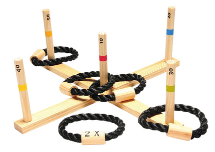jeu d''anneaux en croix bois fsc et corde 6pcs