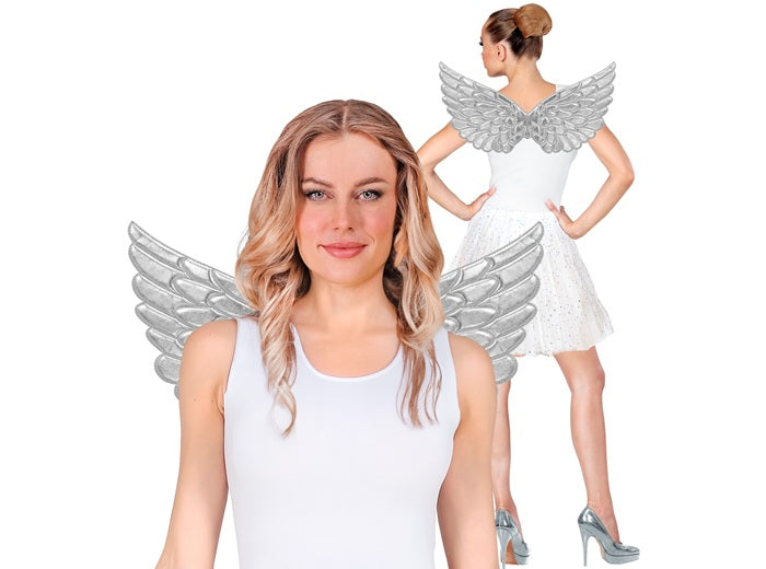 ailes d''ange tissu synthétique argent 57x26cm