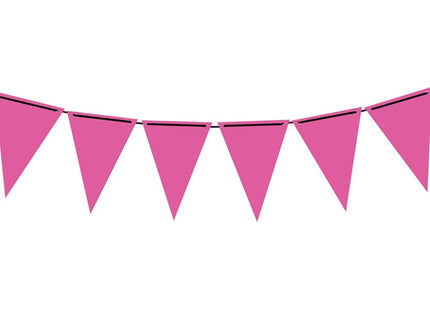 guirlande 10 fanions 27x19cm néon fluo rose pink 3m