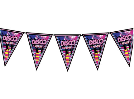 guirlande 10 fanions 30x20cm motif disco fever 3m