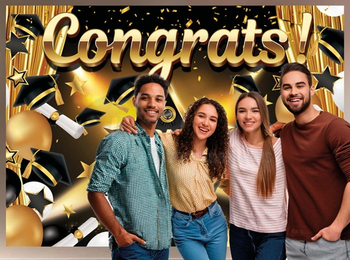 mur d''image photocall tissu félicitations diplômé 2.2x1.5m