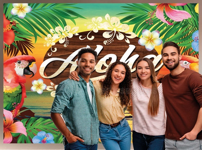mur d''image photocall tissu aloha beach party 2.2x1.5m