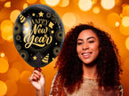 lot de 10 ballons de fête happy new year noir 30cm