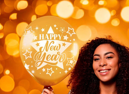 lot de 10 ballons de fête happy new year or 30cm