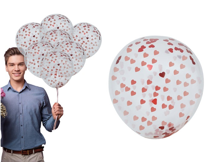 lot de 10 ballons de fête blanc avec coeurs à l''intérieur 30cm