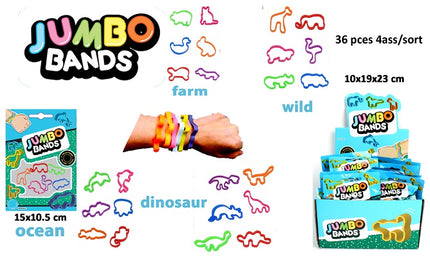 lot de 6 bracelets animaux jumbo bands mix