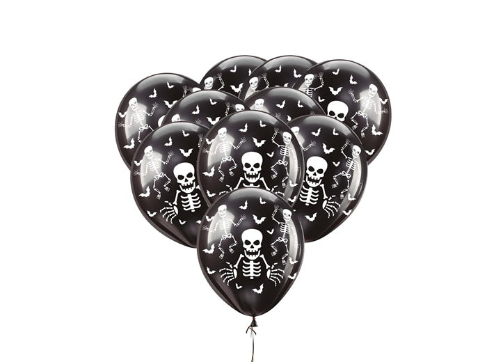 lot de 10 ballons de fête halloween motif squelettes noir 30cm