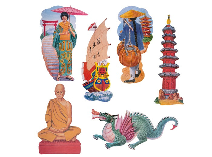 lot de 6 décorations murales chinoises orientales 40cm
