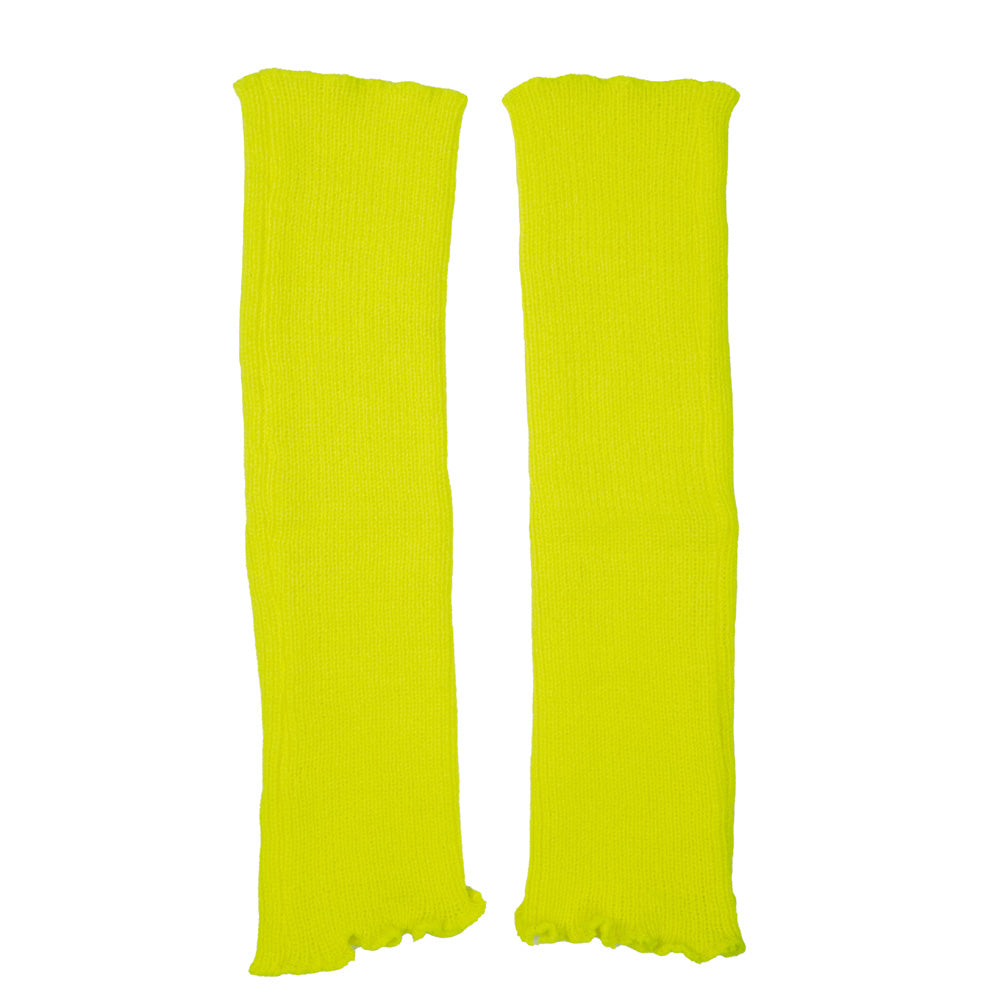 MANCHETTES/GUETRES TRICOT JAUNE FLUO X2