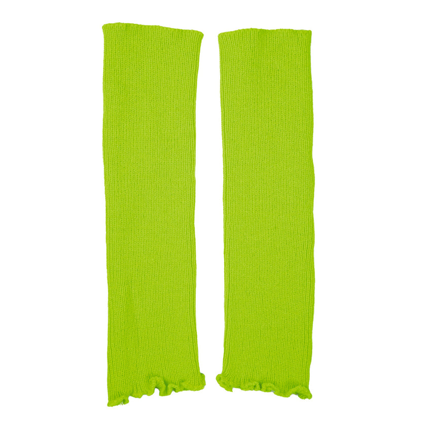 MANCHETTES/GUETRES TRICOT VERT FLUO X2