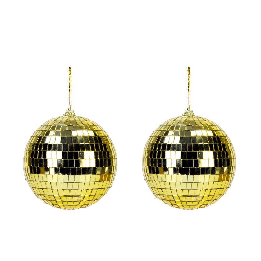 BOULE DISCO GOLD 10CM x2