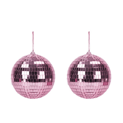 BOULE DISCO PINK 10CM x2