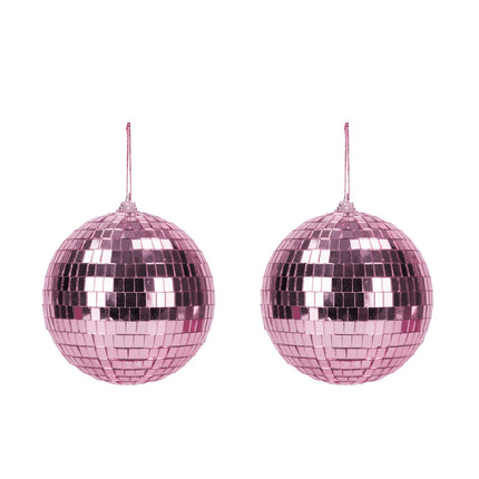 BOULE DISCO PINK 10CM x2