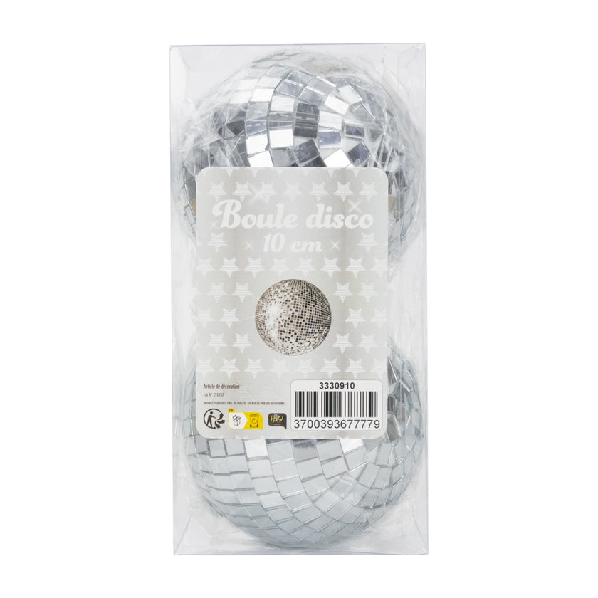 BOULE DISCO SILVER 10CM x2