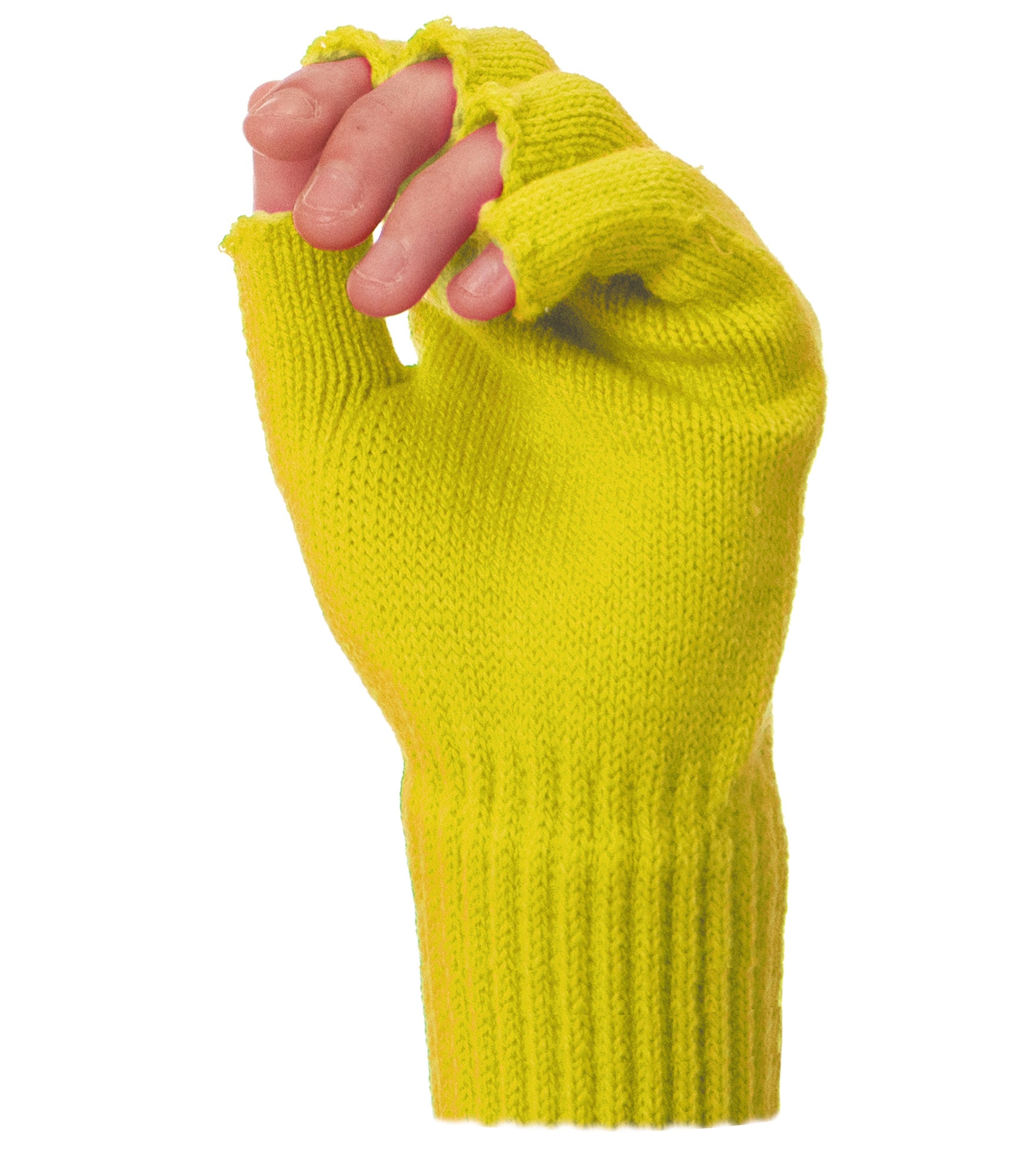 MITAINES TRICOT JAUNE FLUO