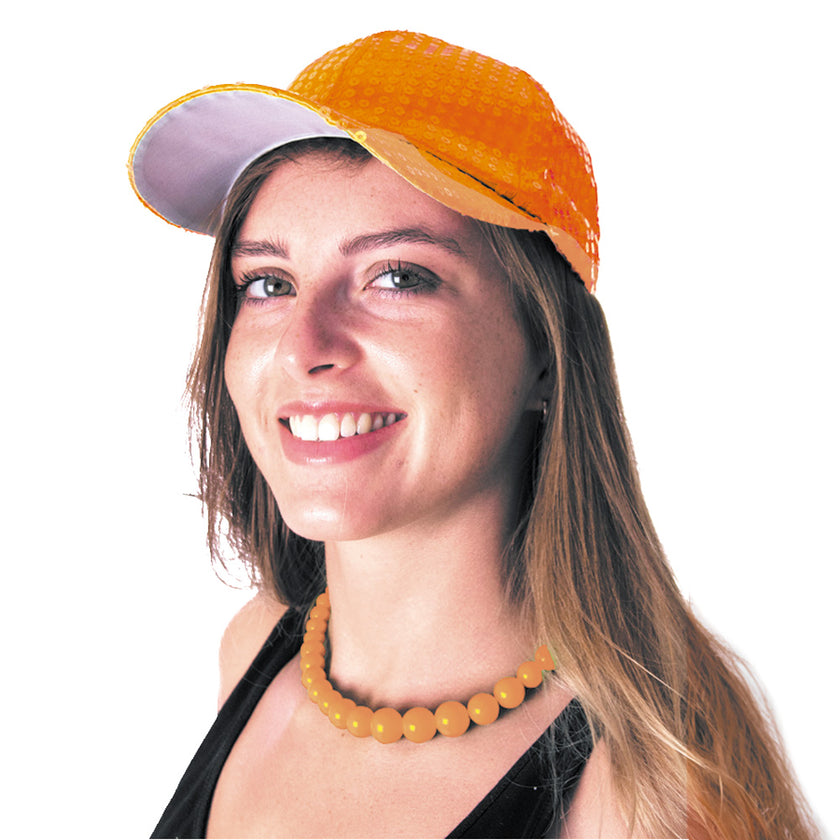 CASQUETTE SEQUIN NEON ORANGE