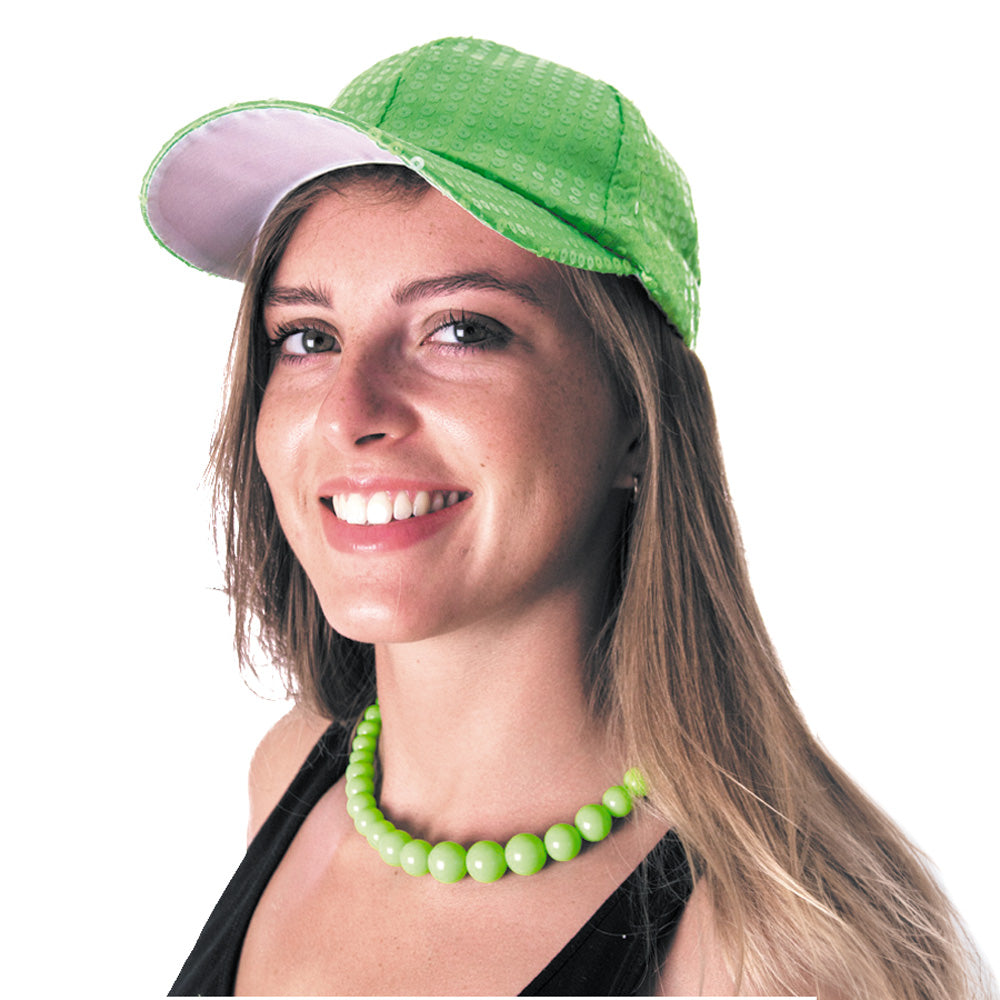CASQUETTE SEQUIN NEON VERT