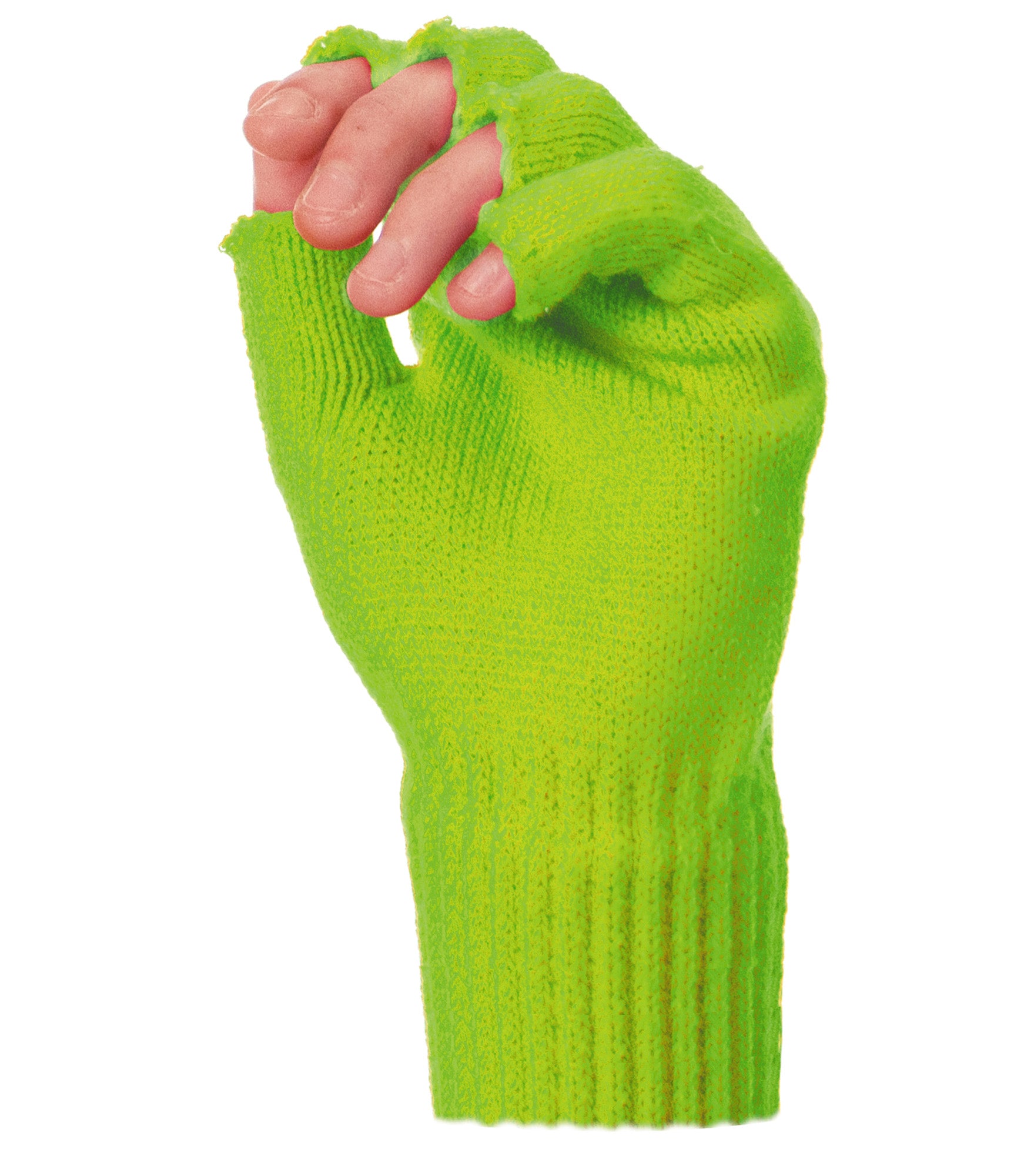 MITAINES TRICOT VERT FLUO