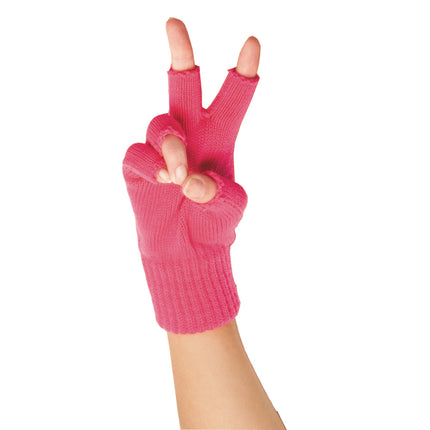 MITAINES TRICOT ROSE FLUO