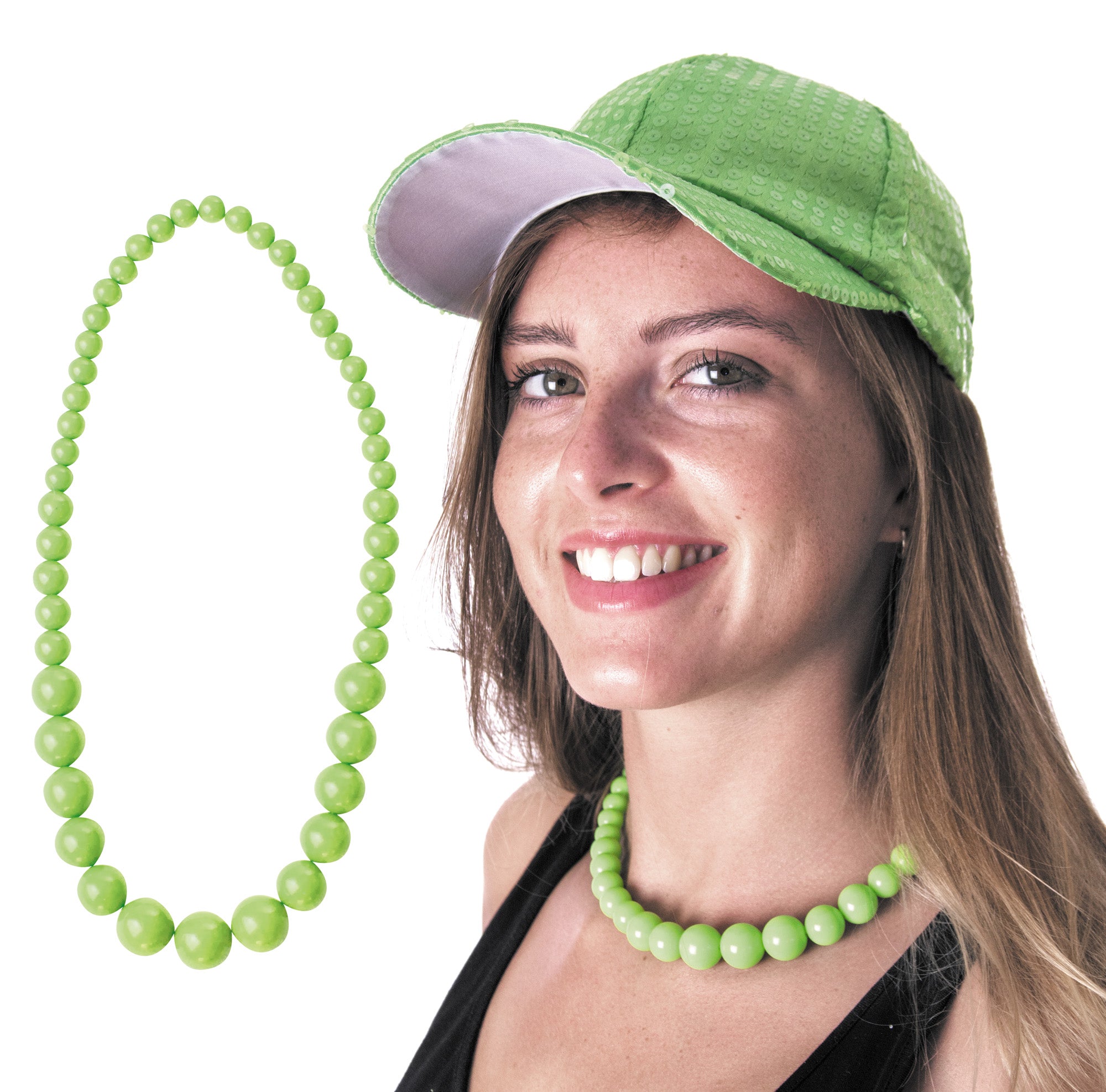 COLLIER PERLE NEON VERT