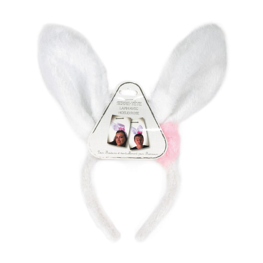 SERRE TETE LAPIN AVEC NOEUD ROSE