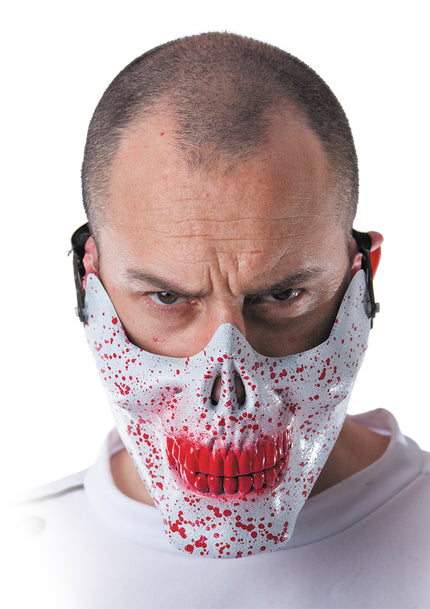 DEMI MASQUE TÊTE DE MORT ENSANGLANTEE