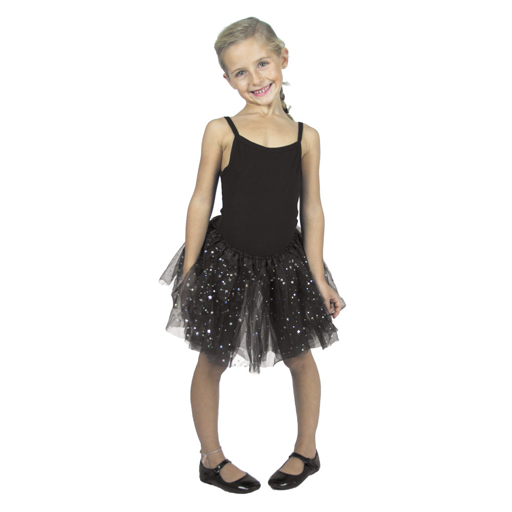 TUTU NOIR FEE AVEC ETOILES HOLOGRAMME 6-8 ANS