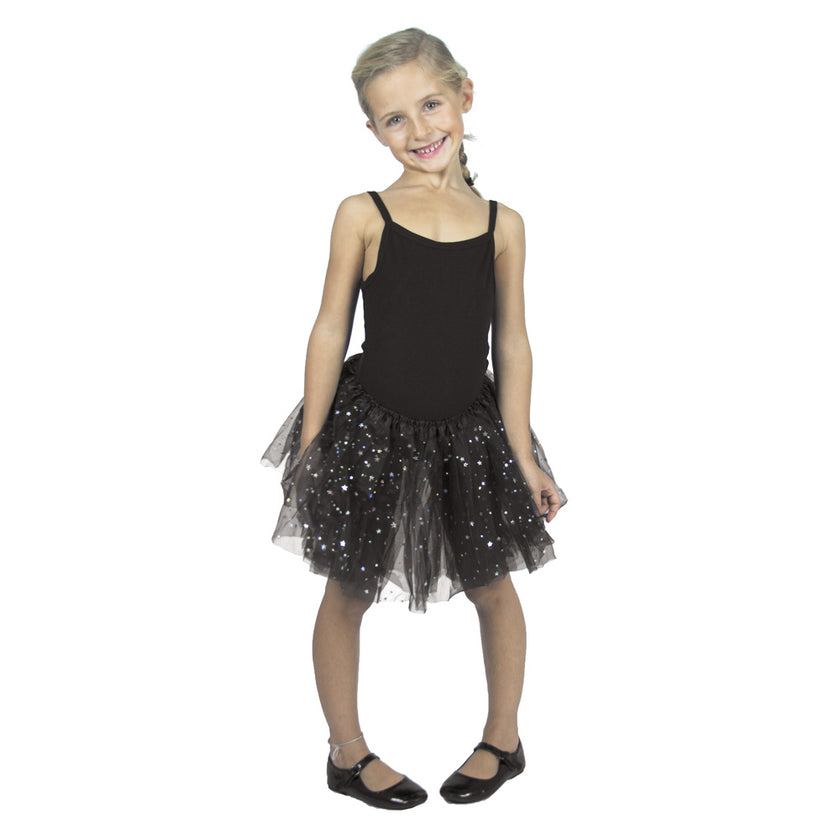 TUTU NOIR FEE AVEC ETOILES HOLOGRAMME 6-8 ANS