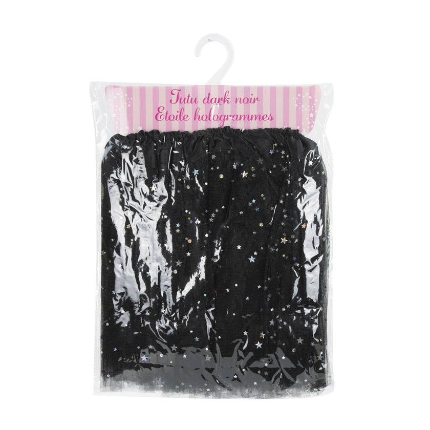 TUTU NOIR FEE AVEC ETOILES HOLOGRAMME 6-8 ANS