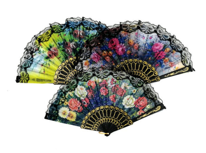 éventail motifs flamenco mix 23cm