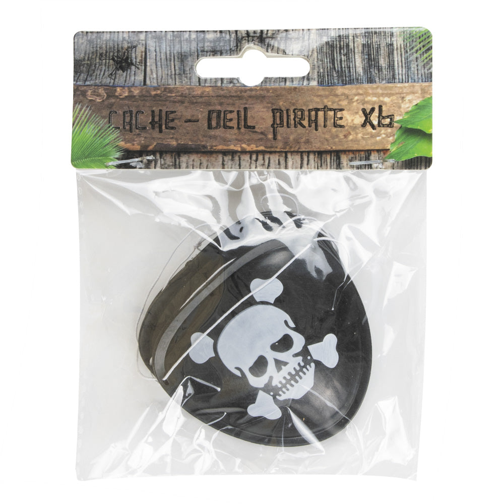 CACHES-OEIL PIRATE NOIRS PLASTIQUE X 6
