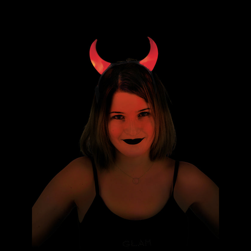 SERRE TÊTE CORNE DIABLE ROUGE LUMINEUX